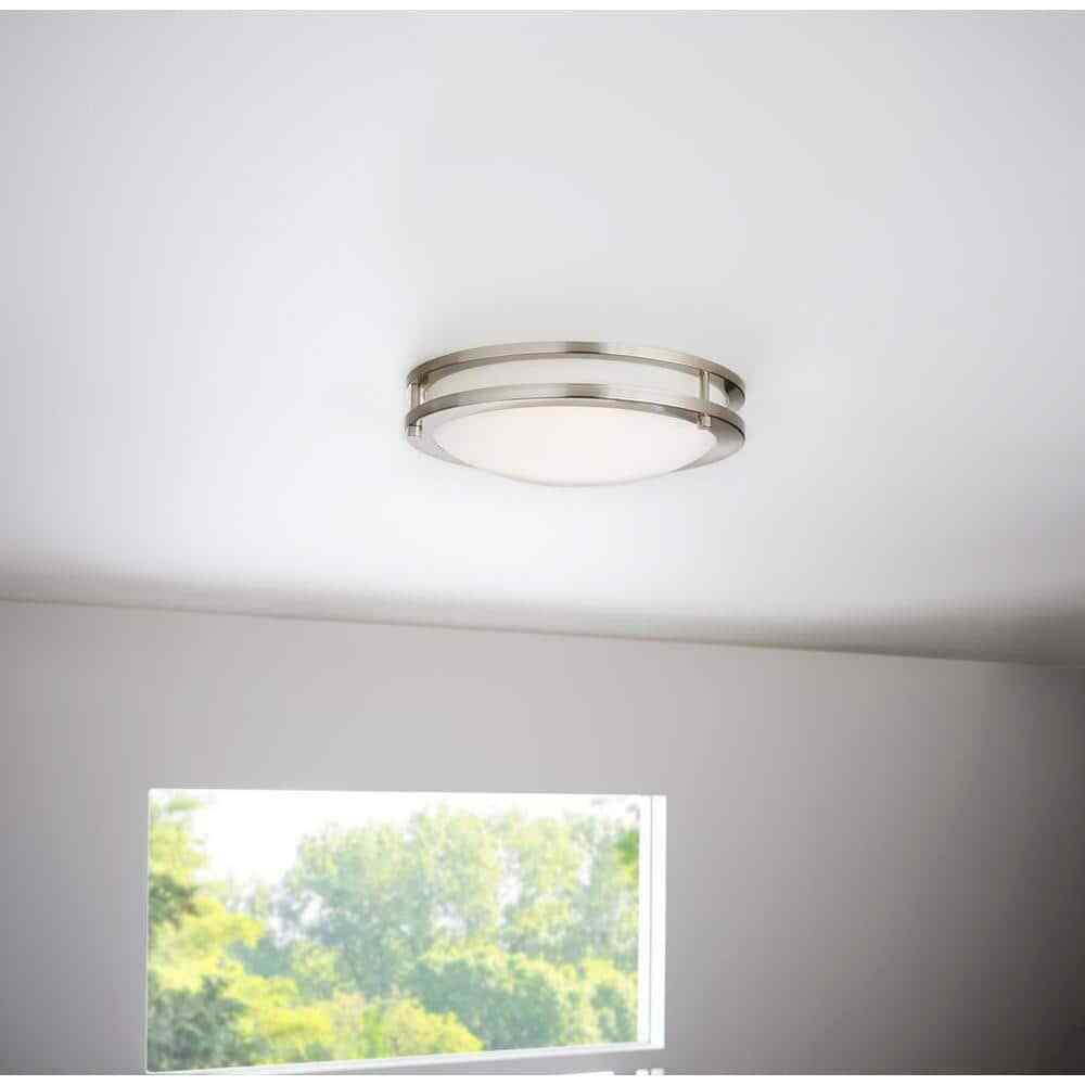 Hampton Bay Flaxmere 11.8 in. Brushed Nickel LED Flush Mount Ceiling Light
