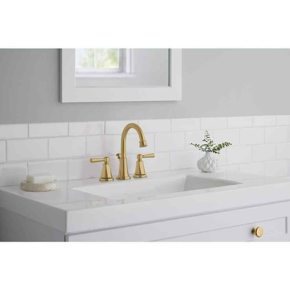 Glacier Bay Melina 8 in. Widespread 2-Handle High-Arc Bathroom Faucet Matte Gold