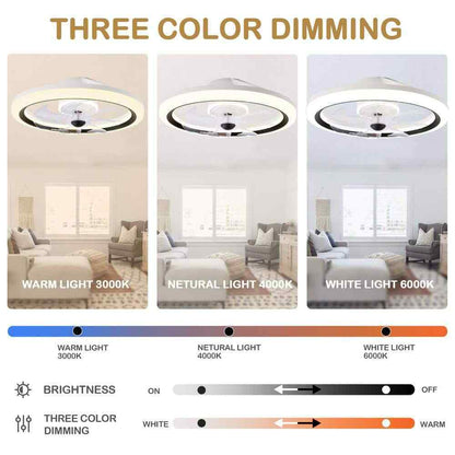 Bella DepotLED White Ceiling Fan DC Motor Light w/ Dimmable Light and Remote