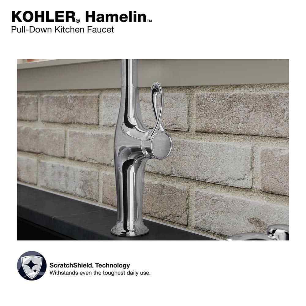 KOHLER Hamelin Single Handle Pull Down Sprayer Kitchen Faucet in Polished Chrome