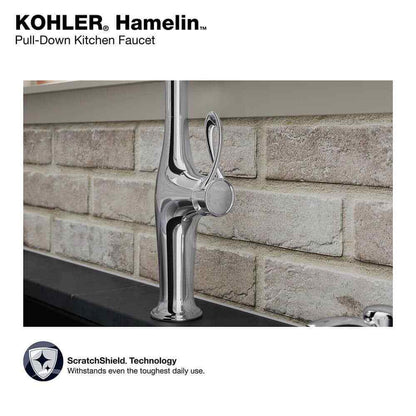 KOHLER Hamelin Single Handle Pull Down Sprayer Kitchen Faucet in Polished Chrome