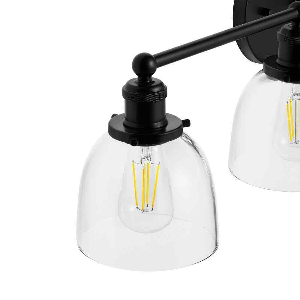 Home Decorators Evelyn 37.5 in. 4-Light Matte Black Modern Bathroom Vanity Light