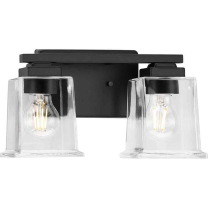 Progress Lighting Gilmour 12.25 in. 2-Light Matte Black Craftsman Vanity Light
