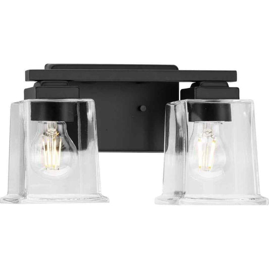 Progress Lighting Gilmour 12.25 in. 2-Light Matte Black Craftsman Vanity Light