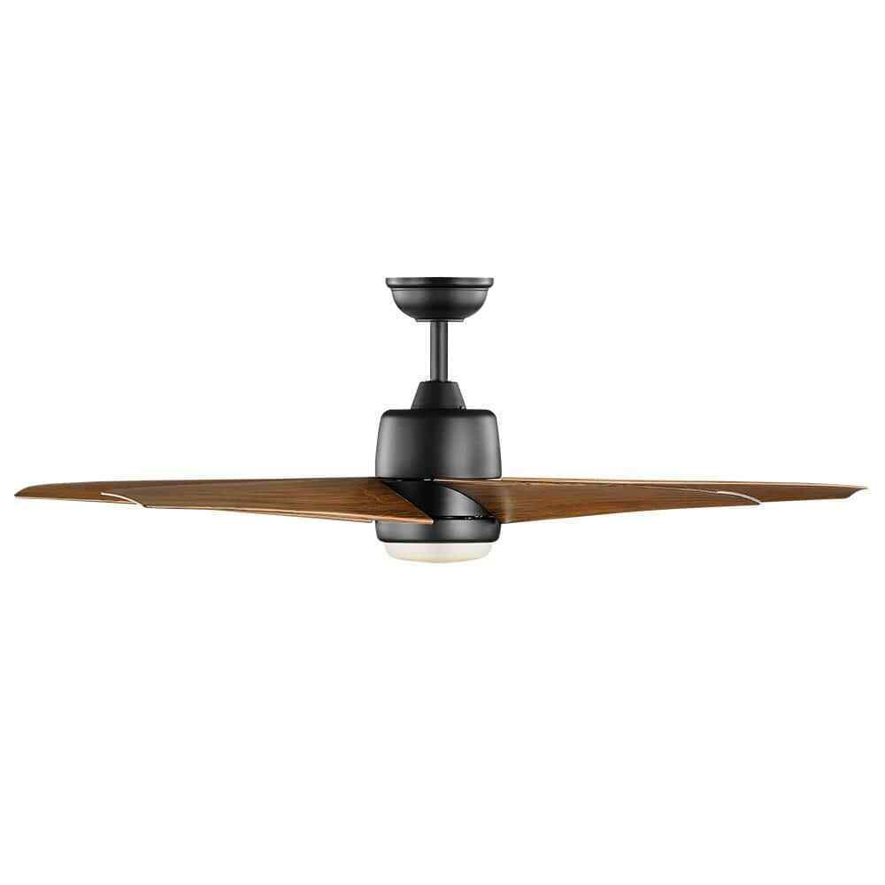Hampton Bay Mena 54 in. White LED Indoor/Outdoor Matte Black Ceiling Fan