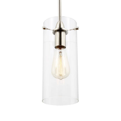 Light Society Montreal 1-Light Clear/Satin Nickel Pendant with Glass Shade