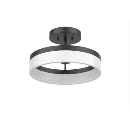 Home Decorators Collection Kipling 13.78 in. Black LED Semi Flush Mount