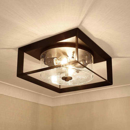 Golden Lighting Smyth 2-Light Black Outdoor Flush Mount 2073-OFM NB-SD