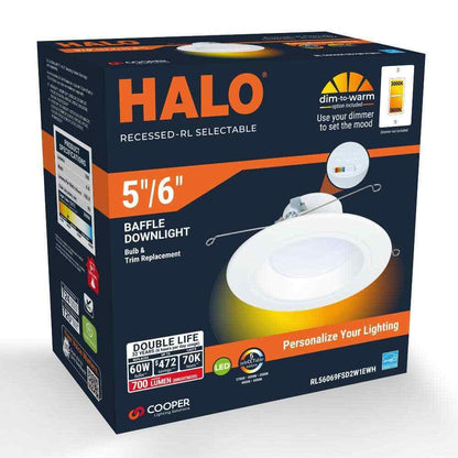 HALO RL56 Series 5/6-inch recessed LED.Selectable CCT Integrated LED Matte White