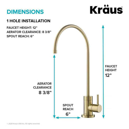 KRAUS Purita Single Handle 100% Lead-Free Beverage Faucet in Brushed Gold