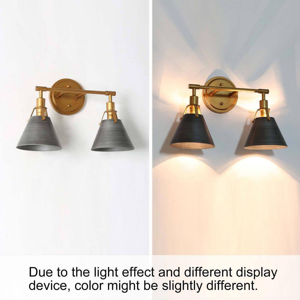 LNC Vintage Gold/Gray Modern Vanity Light with Bell/Cone Shades