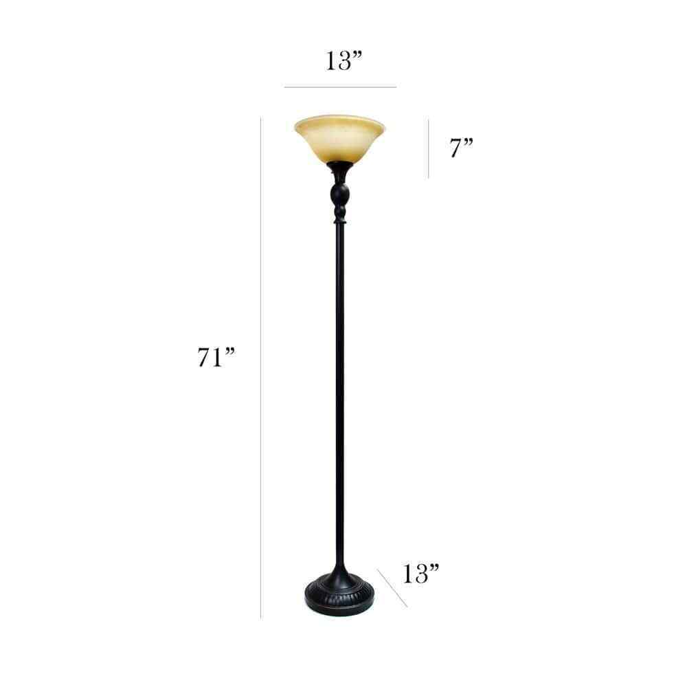 Elegant Designs 1-Light 71 in. Restoration Bronze Torchiere Floor Lamp