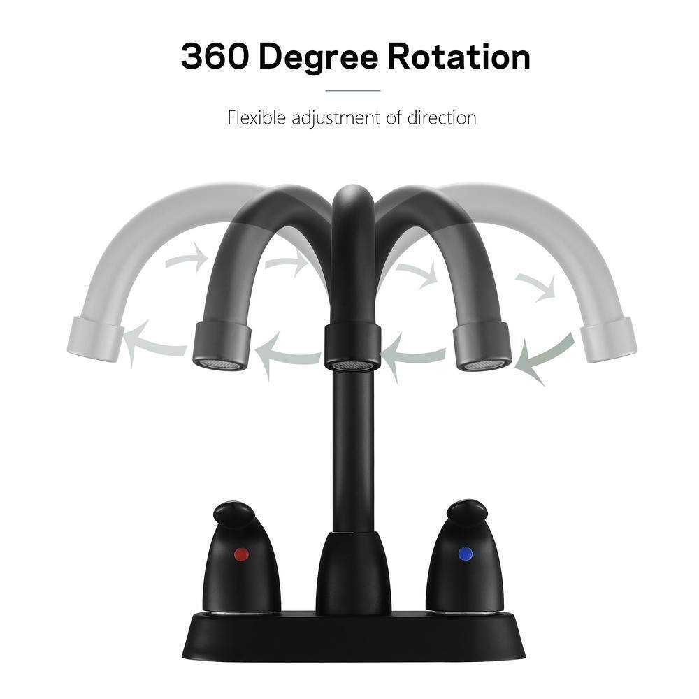 LORDEAR Double Holes 2-Handles Vessel Bathroom Faucet Matte Black Lavatory
