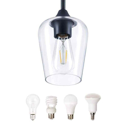 Merra 1-Light Matte Black Pendant Light Glass Goblet Shade HCF-2805-22-BNHD-1
