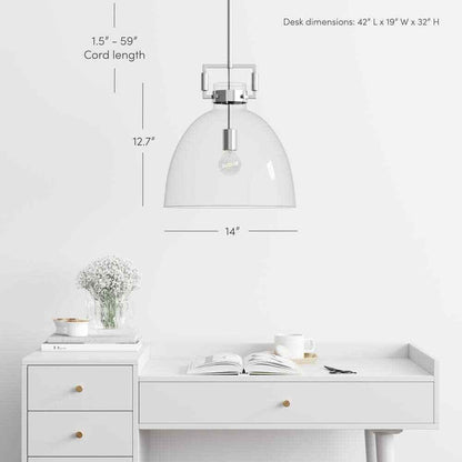 Nathan James Leigh Chrome Indoor Ceiling Hanging Pendant Light w/ Clear Glass