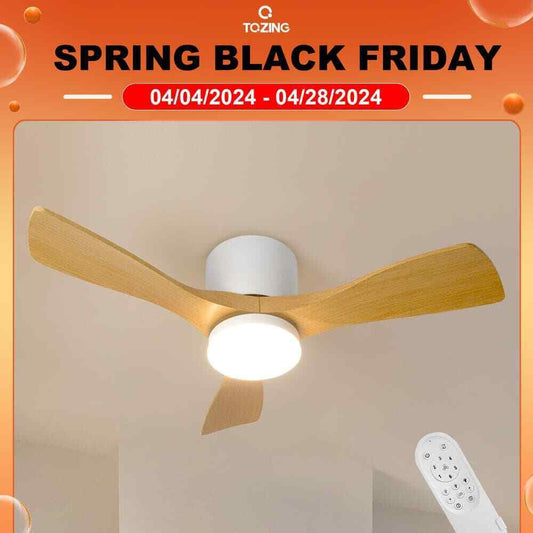 TOZING 36 in. LED Indoor Smart Dimmable Flush Ceiling Fan w/ Light and Remote