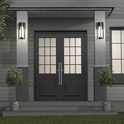 Artika Walt Black Modern LED Outdoor Hardwired Garage Porch Light Lantern Sconce