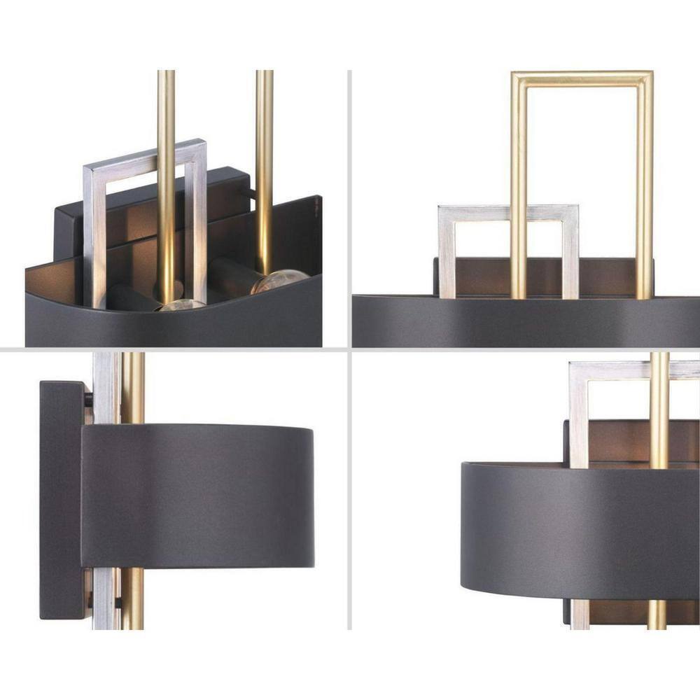 Progress Lighting Adagio Collection 2-Light Black and Gold Modern Wall Sconce