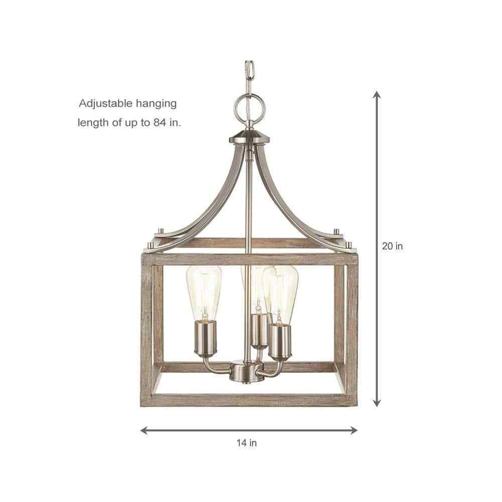 Hampton Bay Boswell Quarter 14 in. 3-Light Brushed Nickel Farmhouse Chandelier