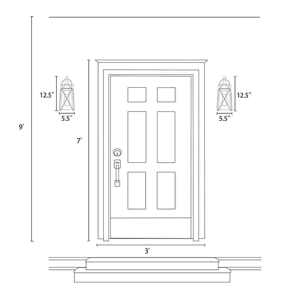 LNC Craftsman 1-Light Rusty Bronze Outdoor Wall Lantern Sconce 2-Pack