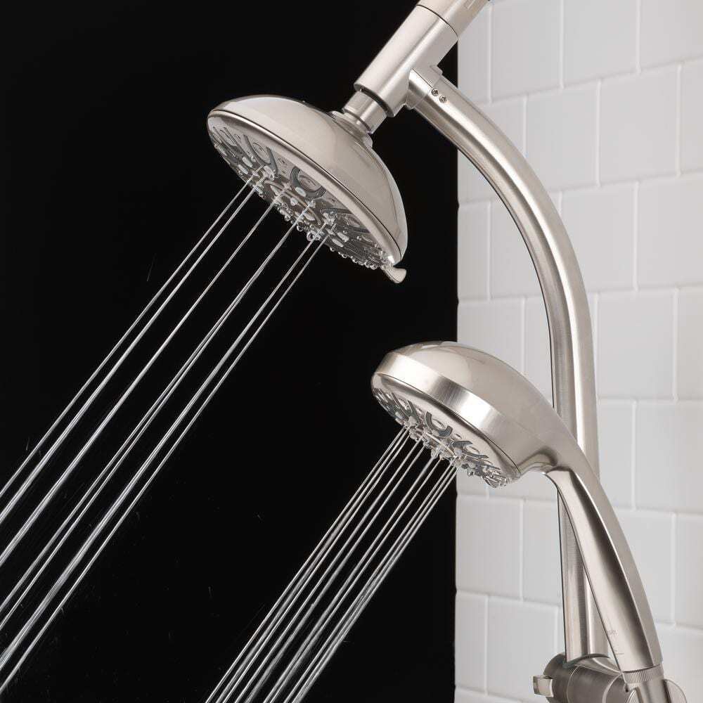 Glacier Bay 6-Spray Wall Bar Rain can Showerhead w/ 6-Spray Hand shower