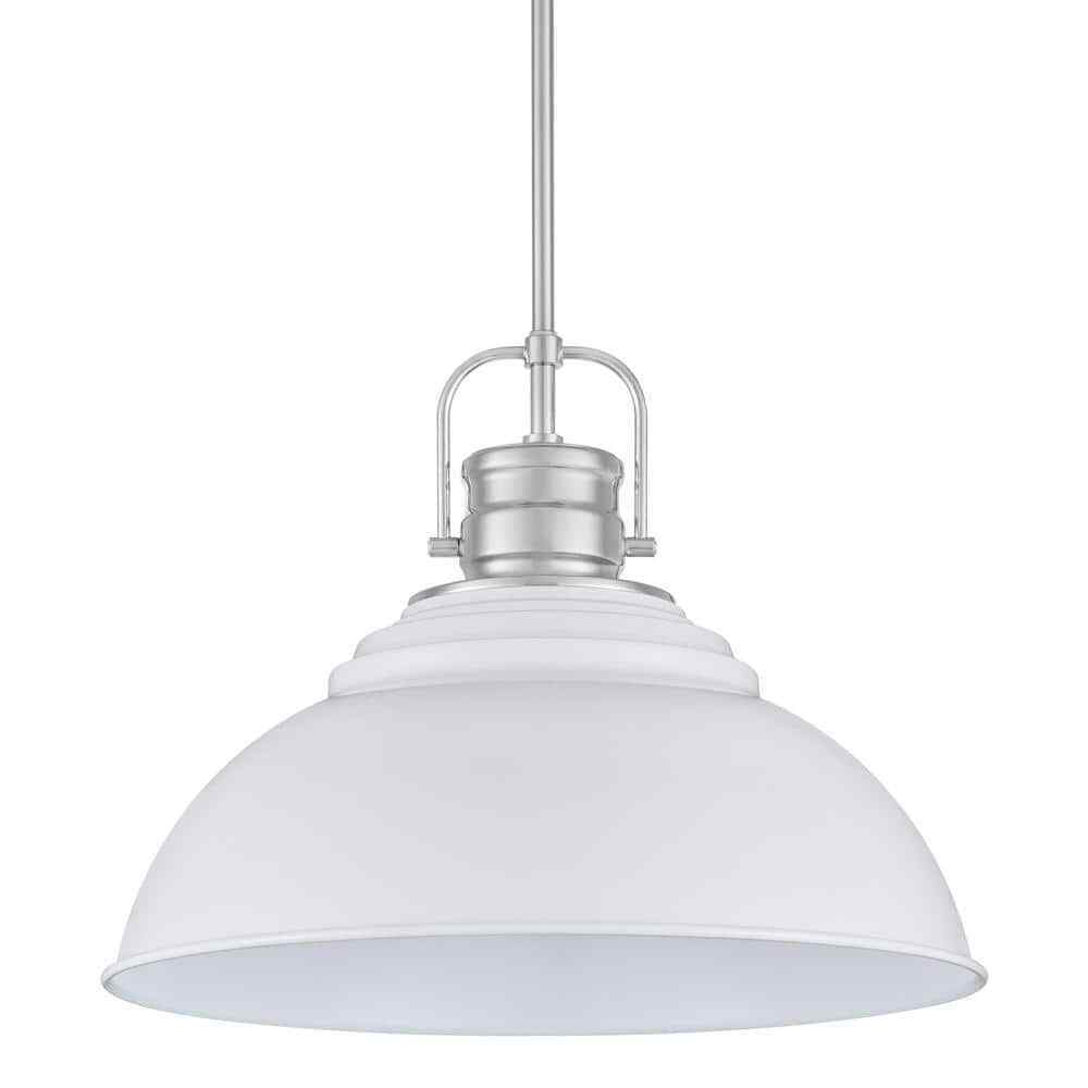 Home Decorators Shelston 16 in. 1-Light White and Chrome Farmhouse Light