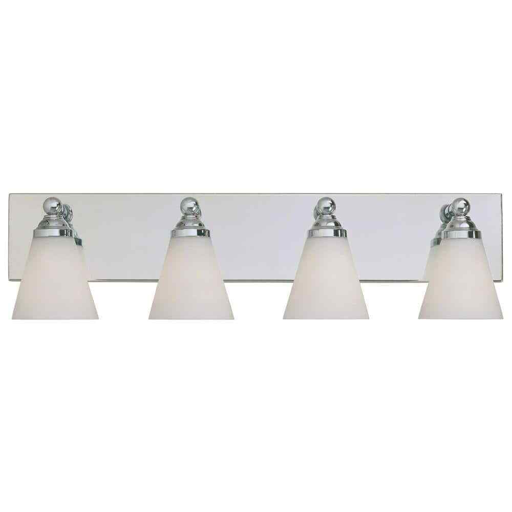 Designers Fountain Hudson Chrome Transitional Vanity w/ White Opal Glass Shades