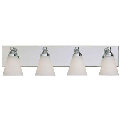 Designers Fountain Hudson Chrome Transitional Vanity w/ White Opal Glass Shades
