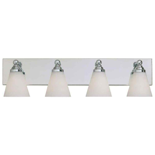 Designers Fountain Hudson Chrome Transitional Vanity w/ White Opal Glass Shades