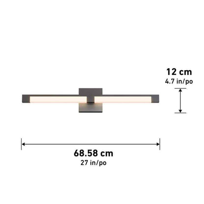 Artika Tivoli 27 in. Integrated LED Matte Black Vanity Light Bar Wall Fixture
