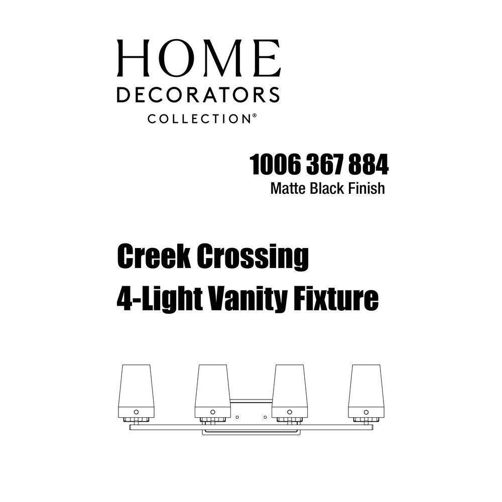 Home Decorators Creek Crossing 33.75 in. 4-Light Black Bathroom Vanity Light