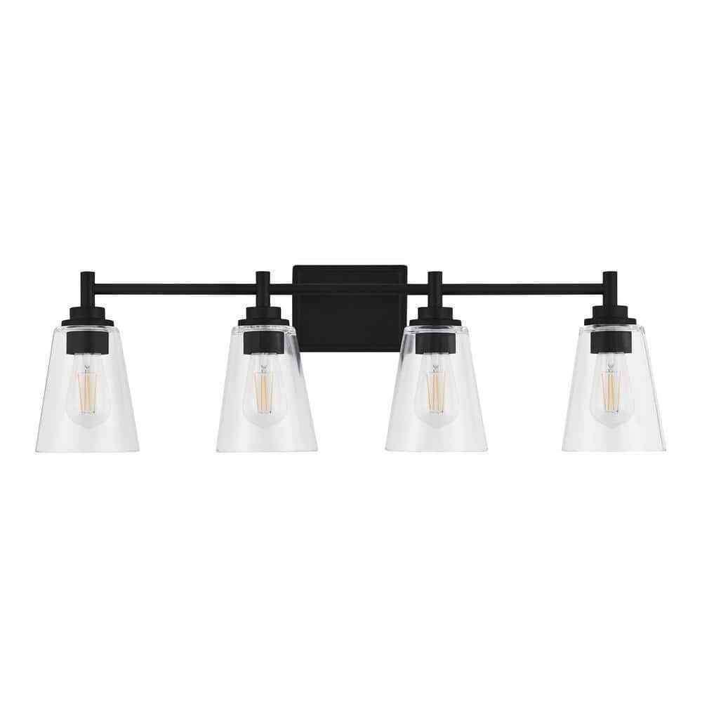 Hampton Bay Wakefield 31 in. 4-Light Matte Black Bath Vanity Light HB3682-43