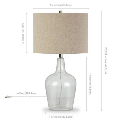 Meyer&Cross Malva 26 in. Polished Nickel Table Lamp with Seeded Glass Shade