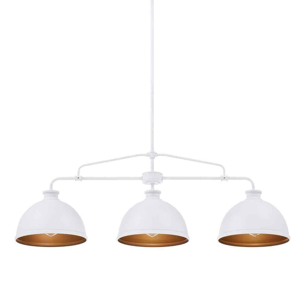Hampton Bay Tallulah 3-Light White Dining Room Chandelier Linear Island Pendant