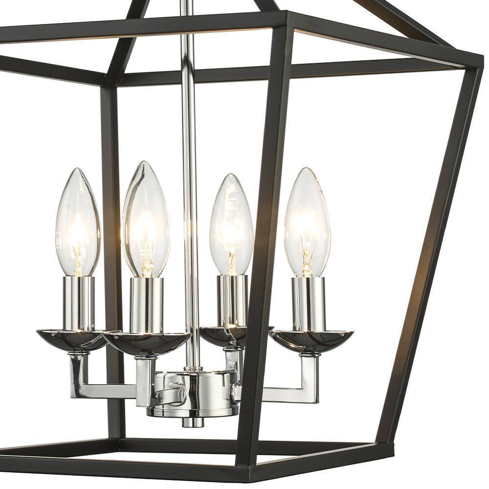 Home Decorators Weyburn 16.5 in. 4-Light Black/Chrome Lantern Semi-Flush Mount