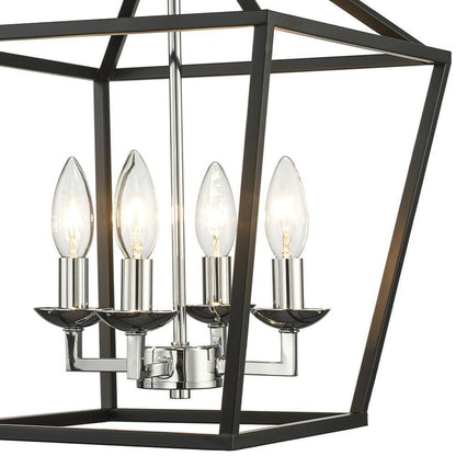 Home Decorators Weyburn 16.5 in. 4-Light Black/Chrome Lantern Semi-Flush Mount