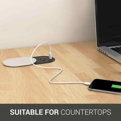 Link2Home 1-Power-Outlet Grommet Socket 1 USB Port 2.4 Amp Splash Resistant