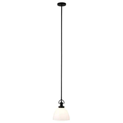 Meyer&Cross Rockwell 1-Light Blackened Bronze Pendant w/ White Milk Glass Shade