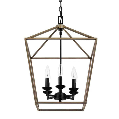 Home Decorators Weyburn Black and Faux Wood Farmhouse Chandelier Light Fixture