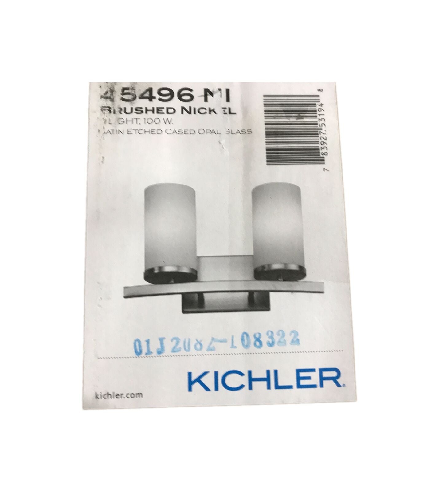 KICHLER Crosby 15 in. Brushed Nickel Contemporary Bathroom Vanity Light w/ Glass