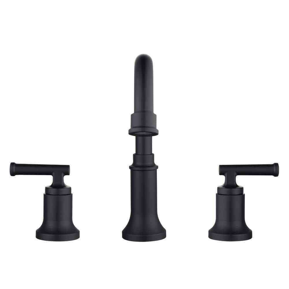 Glacier Bay Oswell 8 in Widespread 2-Handle High-Arc Bathroom Faucet Matte Black
