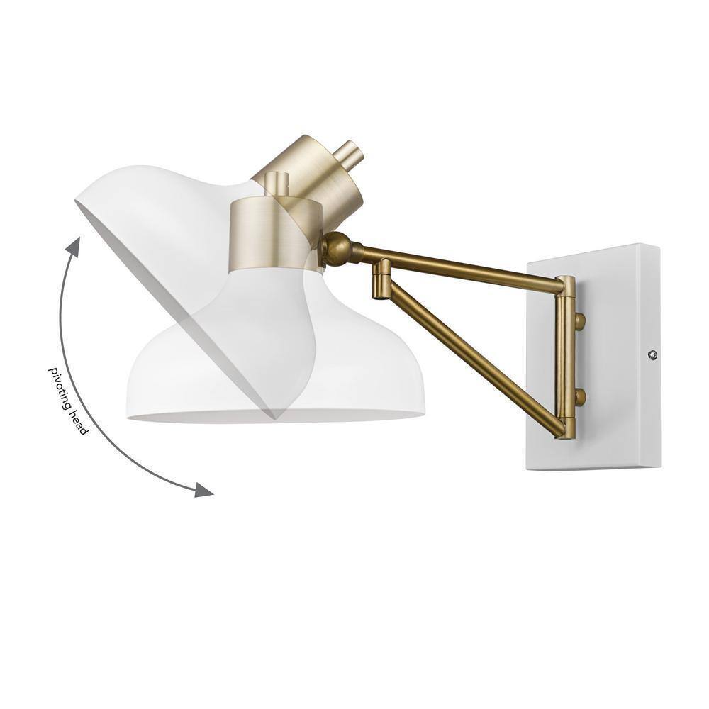 Globe Electric Campbell White and Brass Swing Arm Wall Sconce