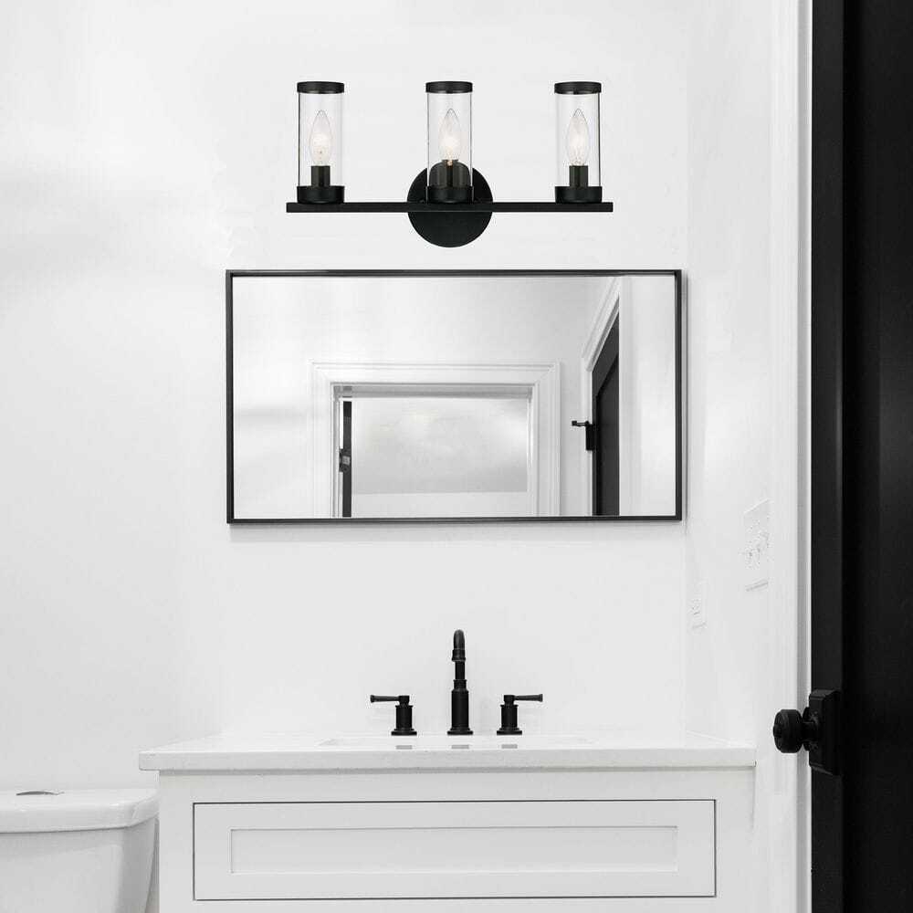 Monteaux Lighting Fillmore 16.5 in. 3-Light Black Bathroom Vanity Light Fixture