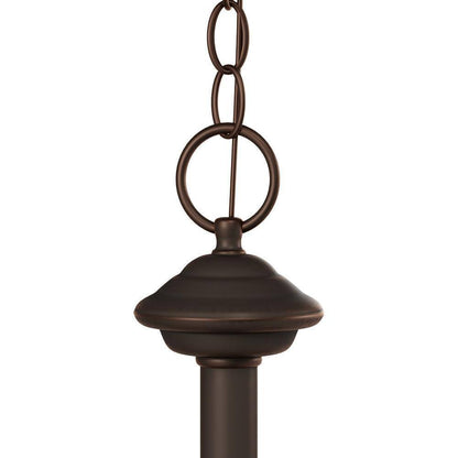 SATCO 5-Light Mahogany Bronze Chandelier w/ Champagne Linen Washed Glass Shade