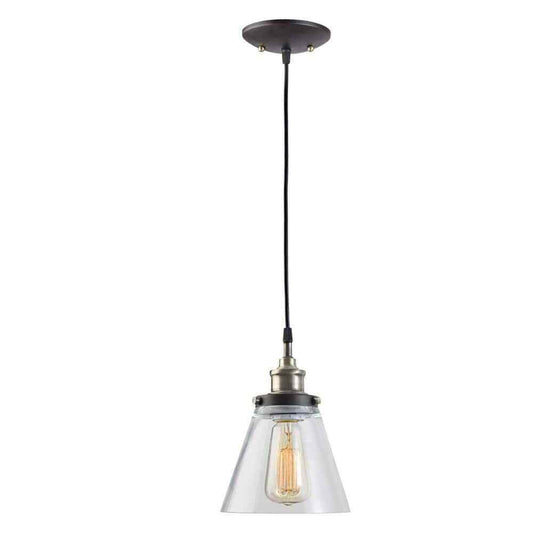 Globe Electric Jackson 1-Light Antique Brass + Bronze Pendant With Fabric Cord