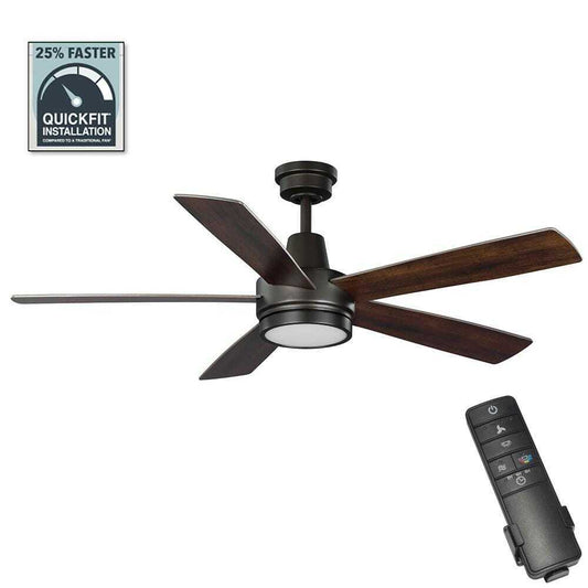 Hampton Bay Fanelee 54 in. White Color Changing LED Bronze Smart Ceiling Fan