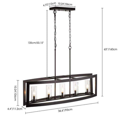 RRTYO Sylvette 5-Light Oil Rubbed Bronze Kitchen Curved Island Chandelier