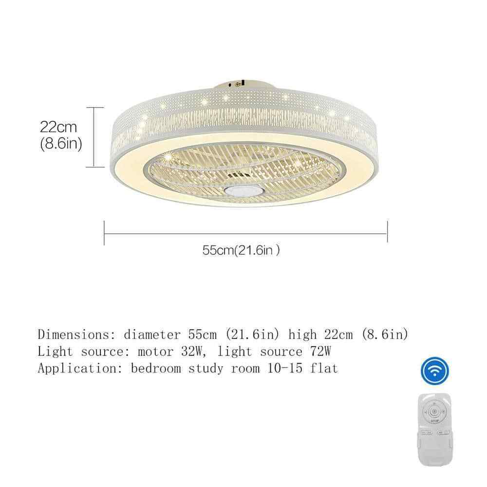 OUKANING 22 in. Modern Integrated LED White Round Semi Flush Mount Ceiling Fan