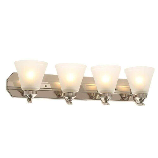 Hampton Bay Tavish 30 in. Brushed Bathroom Vanity Light w/ Frosted Glass Shade