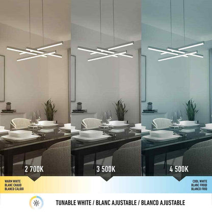 Artika Grid 30-Watt 1 Light Chrome Modern 3 CCT Integrated LED Pendant Fixture